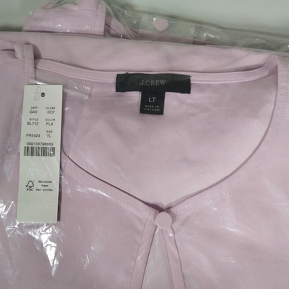 NWT J. Crew Puff Sleeve Satin Back Crepe Blouse‎ Lavender